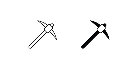 pick axe set icon with white background vector stock illustration