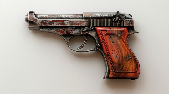 Walther PPK, 3D illustration, realistic, isolated on white background