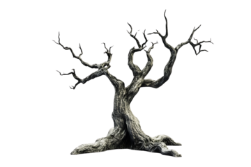 old dead spooky tree on a transparent background
