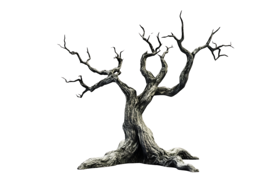 old dead spooky tree on a transparent background