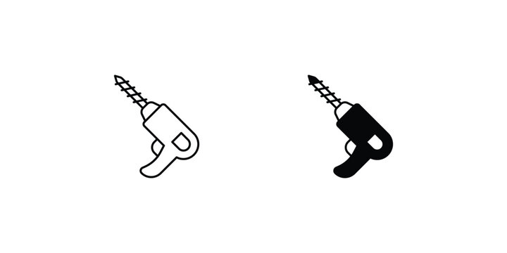 drill machine set icon with white background vector stock illustration