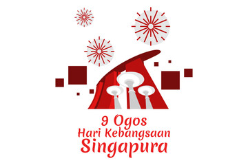 Translate: August 9, Singapore national day. vector illustration. Suitable for greeting card, poster and banner.
