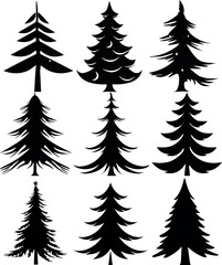 Obraz premium Silhouette Pine Tree Collection for Nature and Holiday Designs