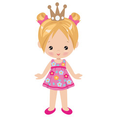 Cute princess girl vector cartoon illustration