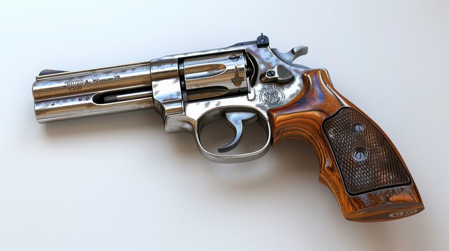 Smith & Wesson Model 29, 3D illustration, realistic, isolated on white background