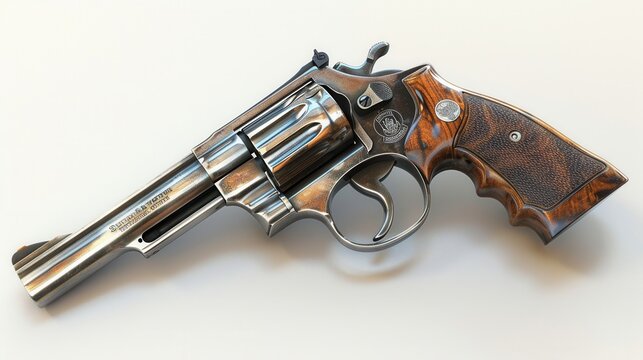 Smith & Wesson Model 29, 3D illustration, realistic, isolated on white background