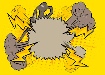 Cartoon background, comic book gray and yellow retro vector comics pop art design.