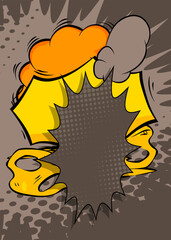 Cartoon background, comic book gray and yellow retro vector comics pop art design.