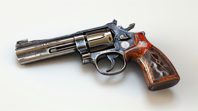 Smith & Wesson Model 29, 3D illustration, realistic, isolated on white background