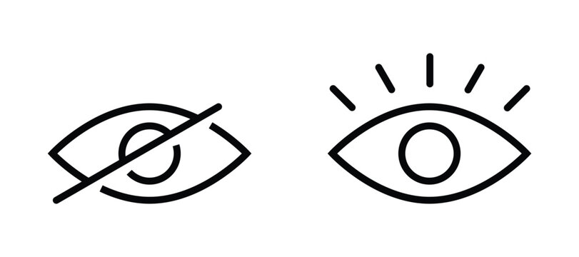 eye icon. show and hide symbol. incognito mode and watch icons for app, website ui. transparent png and vector illustration.