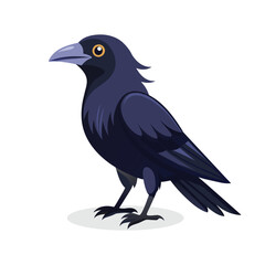 Crow bird flat vector illustration on white background.