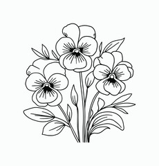 Simple hand drawn flowers outline drawing illustration