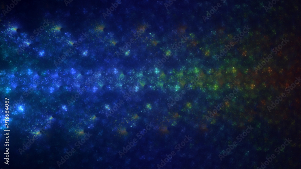 Poster 3d rendering abstract multicolored fractal light background with bright center. its not ai generatd 