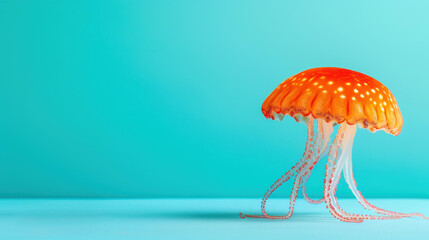 Vibrant web banner featuring a Portuguese man o war on a blue backdrop, ideal for marinethemed promotions.