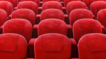 Fototapeta premium Captivating image of empty red seats in a movie theater, ideal for film, entertainment, or presentation projects.