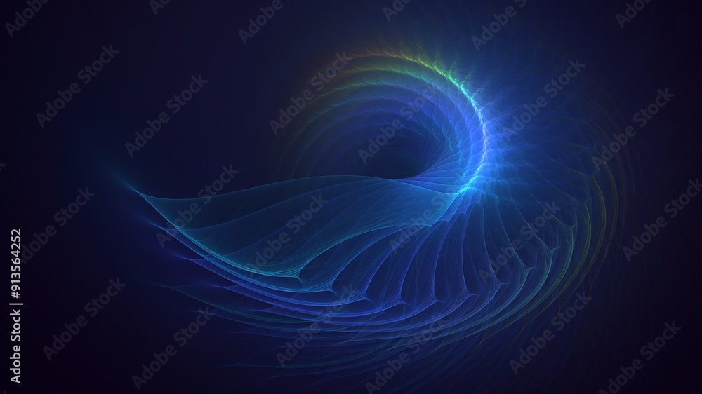 Poster 3d rendering abstract multicolored fractal light background with bright center. its not ai generatd 