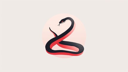 Obraz premium A snake coiled up, minimalist 2D vector illustration, clean lines, basic shapes, uncomplicated design, plain background
