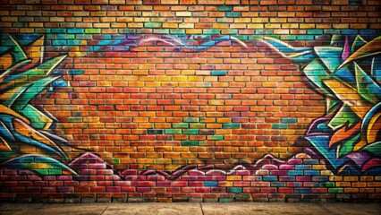 Obraz premium Graffiti art background on a brick wall, urban, street art, spray paint, mural, colorful, vandalism, texture