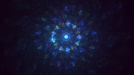 3D manual rendering abstract blue fractal light background. Its not AI Generatd illustration.