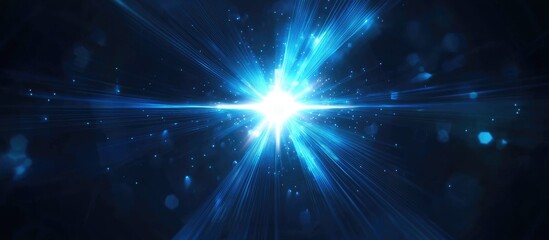 Fototapeta premium Twinkling Blue Star Lens Flare with Radiant Glow for Project Overlay Screen Effect Abstract Element for Luxury Product Design 3D Illustration Rendering