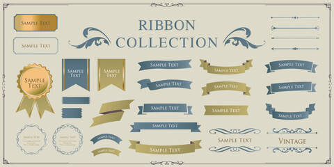 フラットデザインなリボンのイラスト素材