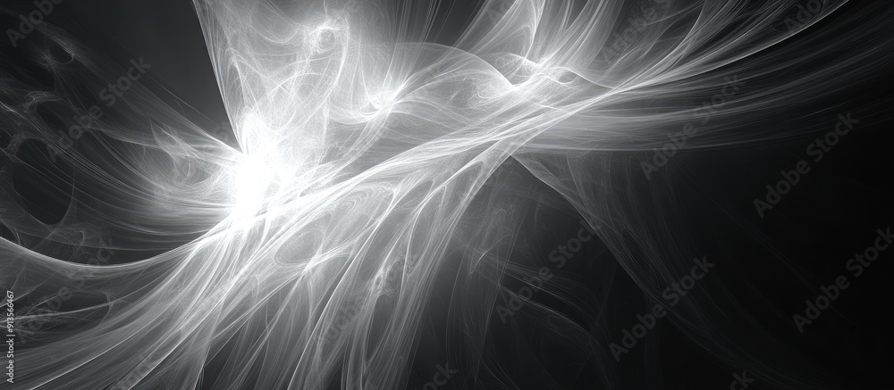 Poster monochrome digital abstract fractal background created using computer technology