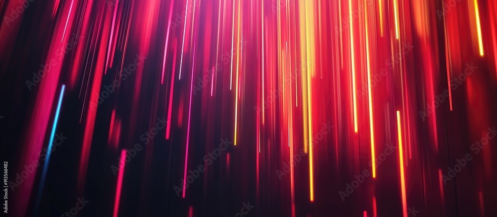Poster vertical glowing red lines in vibrant hues digital abstraction with a focus on technology and futuri