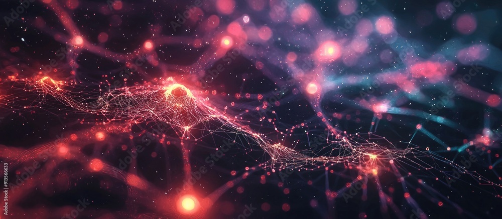 Poster futuristic abstract representation of global network connections dynamic artificial intelligence in 