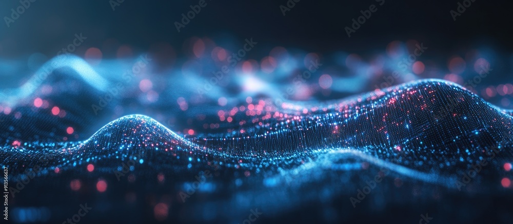 Poster futuristic digital technology featuring interconnected networks and data visualization background hi
