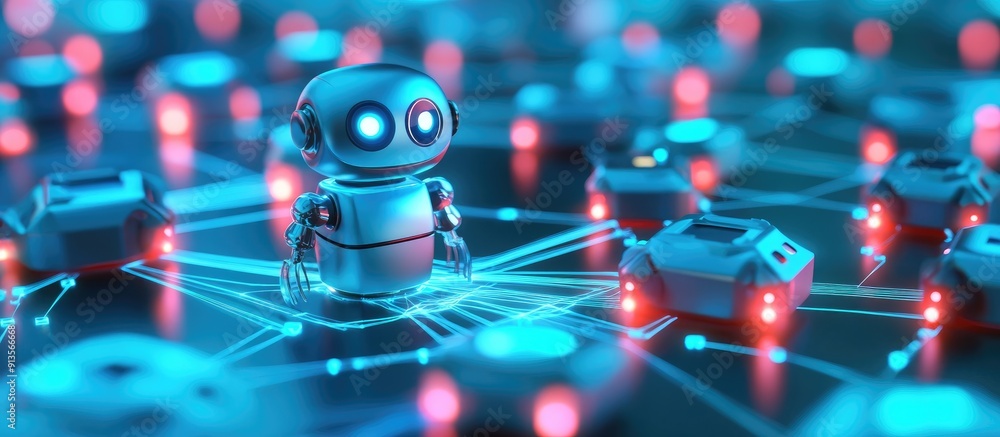 Poster innovative robotic process automation rpa technology a conceptual 3d illustration of business and ne