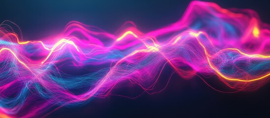 Fototapeta premium Vibrant Neon Lines Pulsating Against a Dark Background Dynamic Electric Flash Effects for Tech Animation Videos