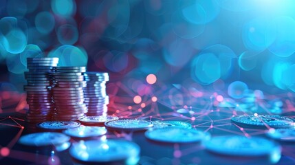 Conceptual savings chart with futuristic tech elements and blue hues