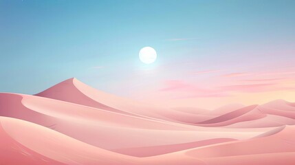 Desert under moonlight, gentle grain, simple modern clean background, flat design illustration