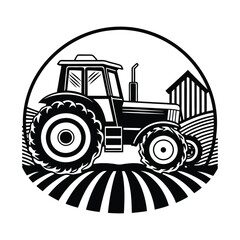 Fototapeta premium Farm Tractor Silhouette Vector
