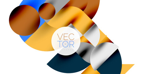 Tech minimal circular shapes geometric art. Vector modern circles