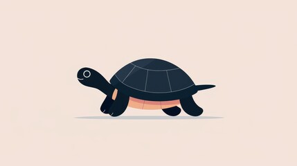 A simple turtle with a shell, Minimalist, Clean lines, Basic design, Uncomplicated details, Plain look, 2D vector illustration