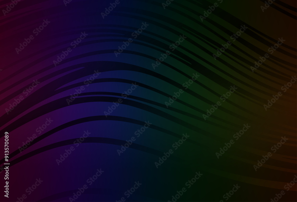 Poster dark multicolor vector background with curved lines.