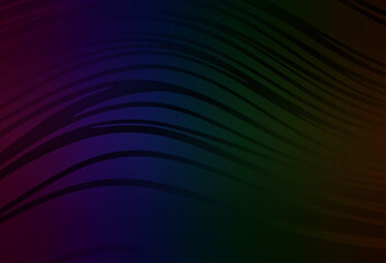 Dark Multicolor vector background with curved lines.