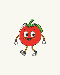 Tomato goes to school carrying a bag of vector art illustration