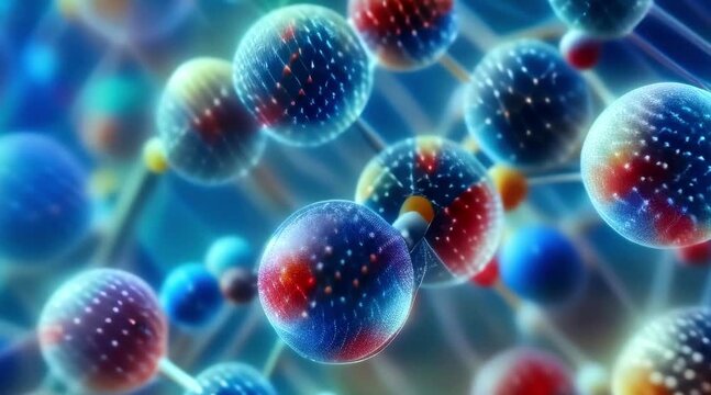 3D Molecular Network Animation Showcasing Advanced Molecular Bonds Visualization in Nanotechnology and Quantum Research for Biotechnology and Chemical Engineering Insights