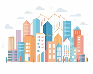 Urban planning meeting with resource utilization charts, resources impact, city levels