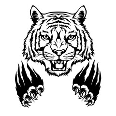 Angry Tiger Scratch | Angry Tiger | Beast Scratch | Wild Animal | Fierce Tigress | Tiger | Zoo Animal | Wildlife | Original Illustration | Vector and Clipart | Cutfile and Stencil