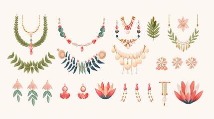 Obraz premium Fabric jewelry, creating textile accessories, flat design illustration
