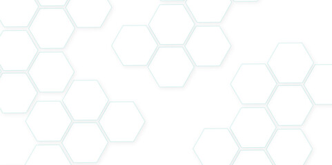 Abstract white hexagon concept background. Seamless pattern with hexagon. Hexagonal white hexagons honeycomb wallpaper. Abstract white lines background.