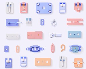 Fototapeta premium Metal clasps, detailed production process, flat design illustration