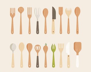 Sustainable alternatives, using bamboo utensils, flat design illustration