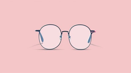 Uncomplicated eyeglasses, flat design, 2D vector illustration, minimalistic style, clear and basic lines, plain and straightforward