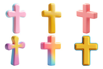 Fototapeta premium Colorful Crosses Isolated On Transparent Background