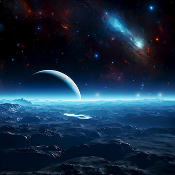  Image of space taken from the surface of an unknown planet