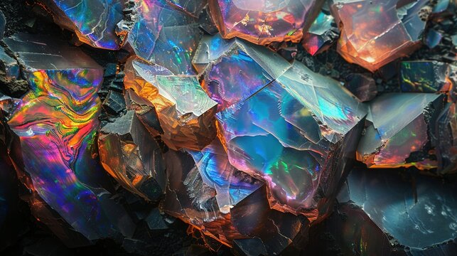 A Close-Up View of an Iridescent Opal Crystal